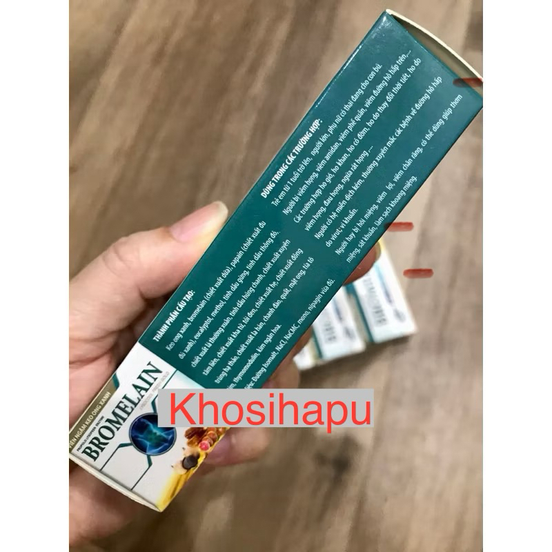 Viên kẹo Ngậm ho Keo Ong Xanh Propolis Lusopeen Enzyme Bromelain  HYSOCOOL FRESH GOLD giúp giảm ho ngứa họng 24 viên