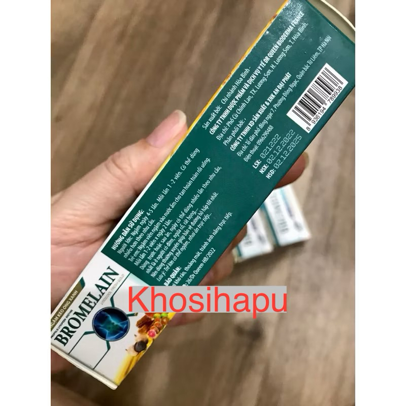 Viên kẹo Ngậm ho Keo Ong Xanh Propolis Lusopeen Enzyme Bromelain  HYSOCOOL FRESH GOLD giúp giảm ho ngứa họng 24 viên