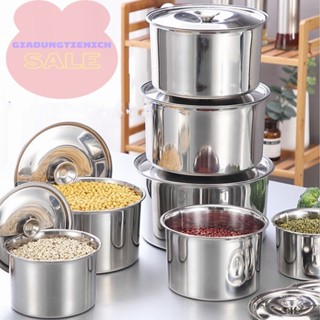 Thố Tròn inox - Âu Trộn Inox Đựng Gia Vị - Thực Phẩm Có Nắp