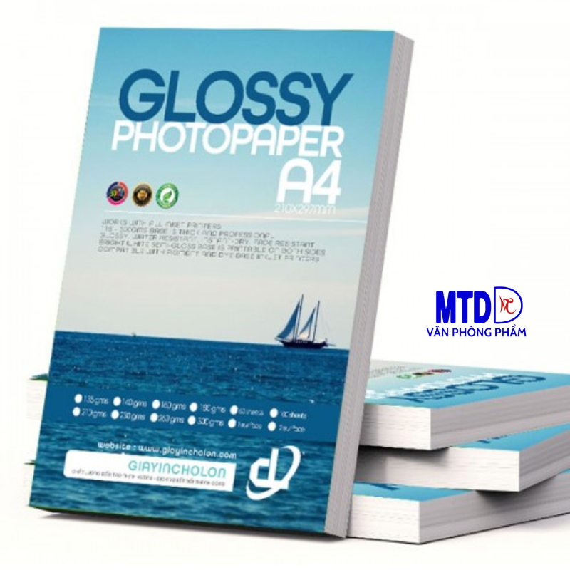 [Freeship] Giấy in ảnh bóng trắng 2 mặt A4 120gsm/160 gsm/180gsm/230gsm/300gsm-bóng ,sáng, không thấ