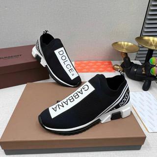 Giày sneaker nam nữ Đôn Chề vải chun in vạch chữ trắng dọc thân phối đế cao su tách khối boy phố