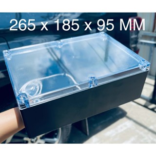 Hộp 265x185x95mm nắp trong tặng kèm ốc vít và ron cao su chống nước. Hộp nhựa đựng mạch điện tử