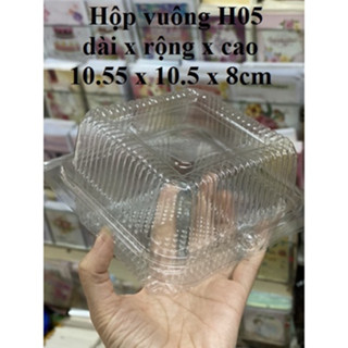 Combo 100 hộp nhựa vuông đựng bánh ngọt H05