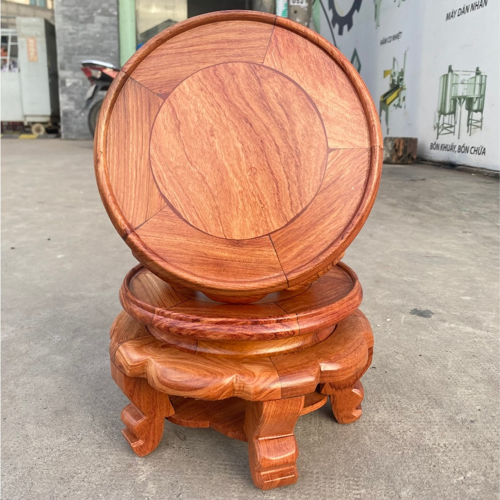 Đôn gỗ hương đế gỗ kê tượng kỷ tròn kê tượng và đồ thờ cúng 2 cỡ (22,24) ĐÔN GHẾ CHÂN CAO