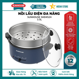 [MẪU MỚI] Nồi lẩu điện đa năng kèm xửng hấp, dung tích 3.5L SUNHOUSE SHD4524