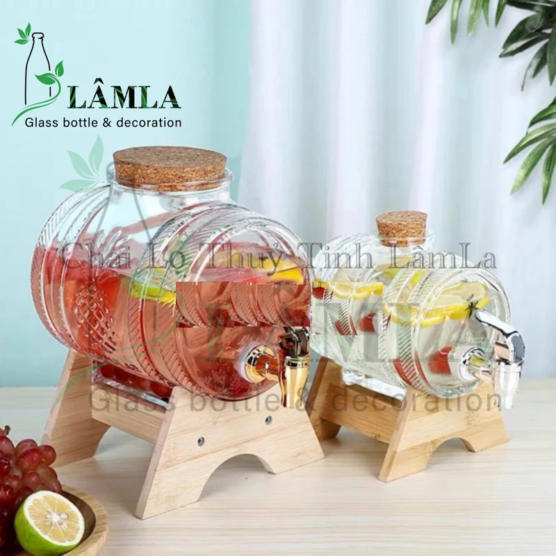 Bình Thuỷ Tinh Quả Dứa Nút Gỗ Cao Cấp 1000ML