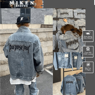Áo khoác bò pupos logo da thêu độ hoàn thiện cực phối màu phai siêu nét-áo khoác nam nữ new 2025