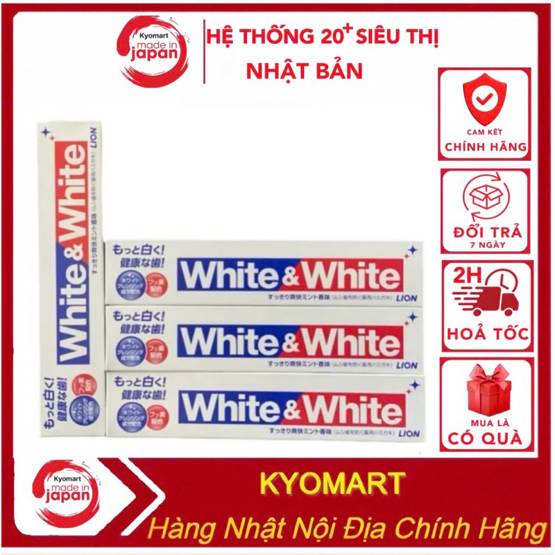 Kem đánh răng White & White Nhật Lion 150g