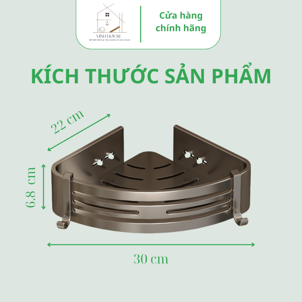Kệ Góc Tam Giác Dán Tường Đa Năng Để Đồ Nhà Tắm Nhôm Cao Cấp Có Lỗ Thoát Nước