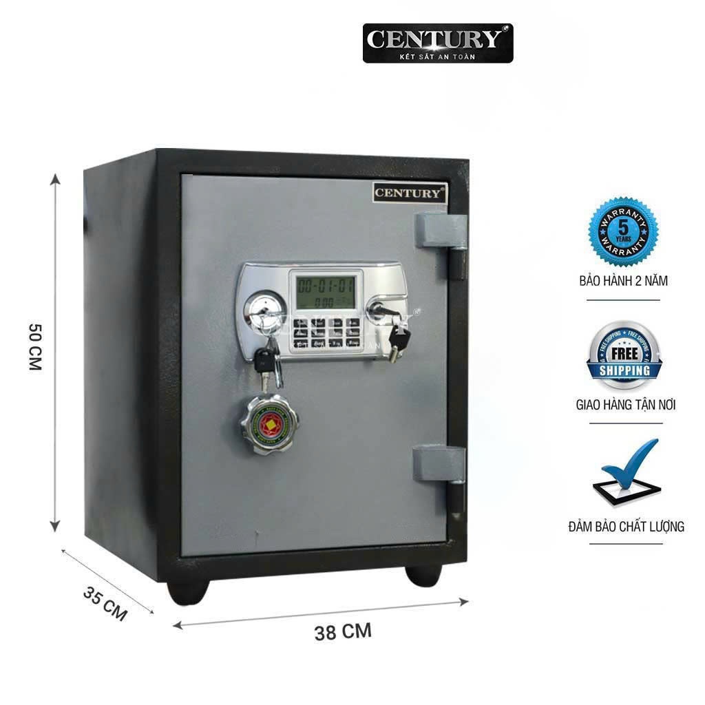 Két Sắt Điện Tử Century Việt Tiệp Chống Cháy KV354-DT 50kg 2 Ngăn Rộng Rãi Đổi Mật Khẩu Tùy ý