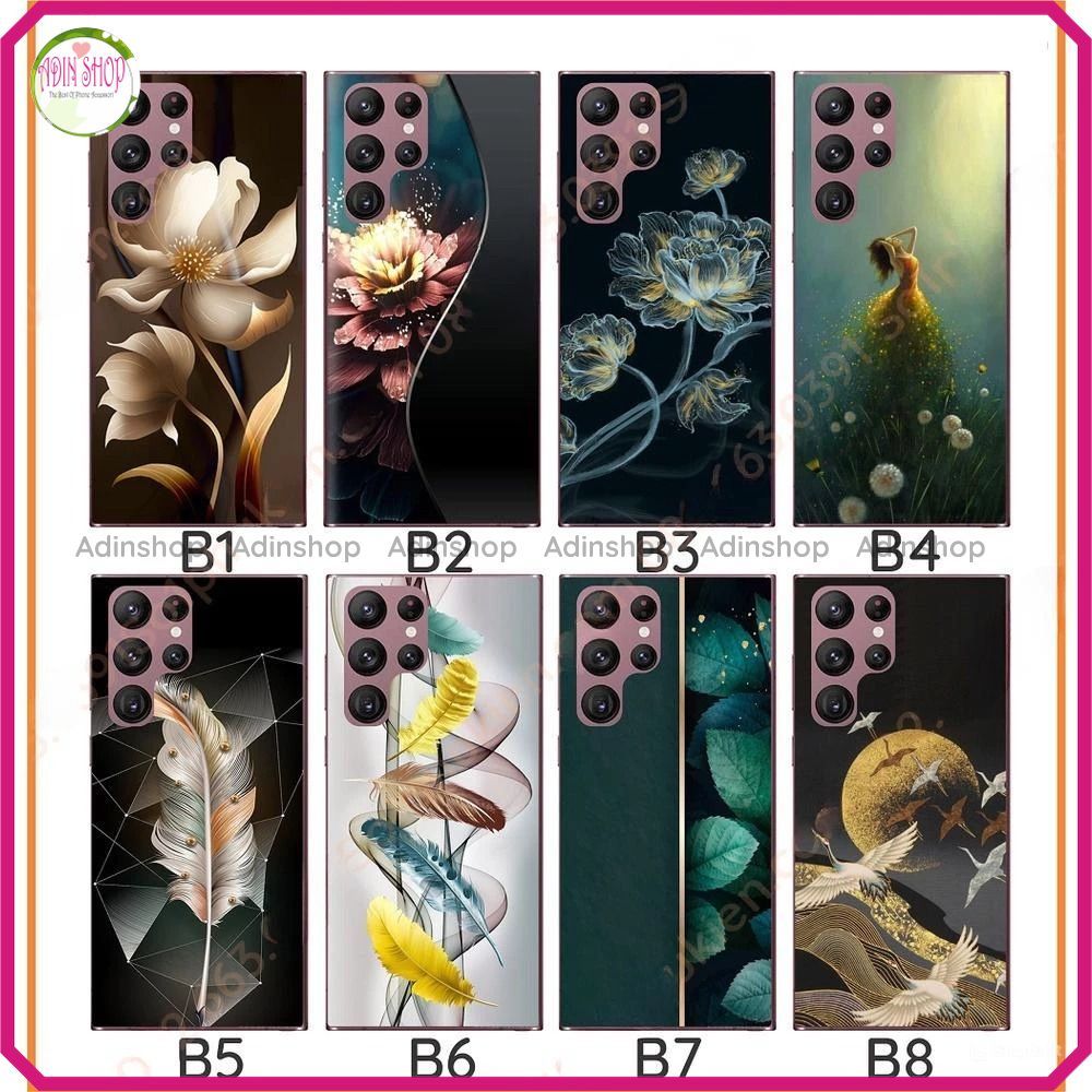 Ốp lưng Samsung S22 / S22+ (s22 plus) / S22 ultra 5G (s22ultra) S23 Ultra mặt lưng ép kính chống bể 