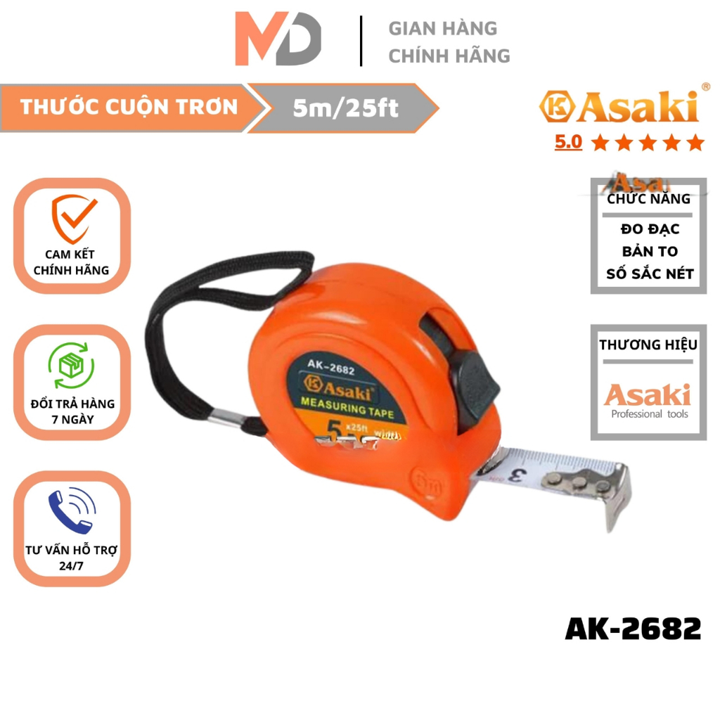 Thước cuộn thép 5m Asaki AK-2682