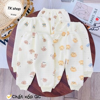 Quần dài cho bé sơ sinh 3-13kg vải xốp trần bông ấm áp