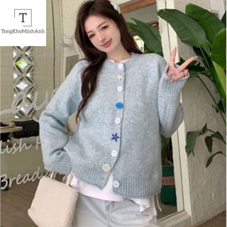  Áo Khoác Len Dệt Kim Áo Cadigan Len Lông Thỏ Chất Mềm Cổ Tròn Dáng Lỡ Đính Cúc Sao Biển Siêu Xinh Qccc Tongkhominhanh 
