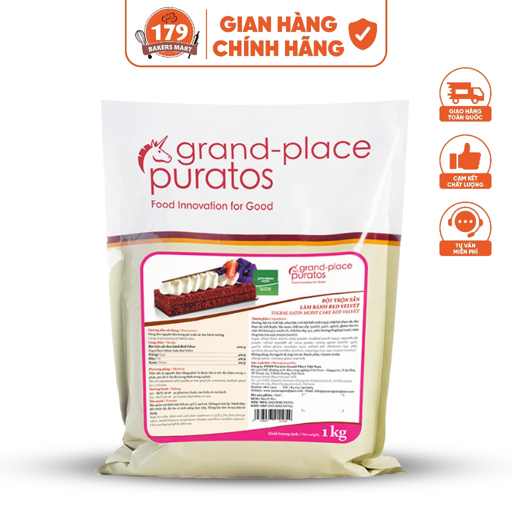 Bột Trộn Sẵn Làm Bánh Red Velvet Puratos Grand-Place VN -1kg