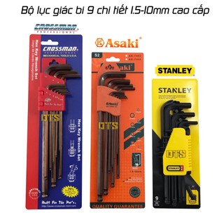 Bộ lục giác bi 9 chi tiết 1.5-10mm stanley, crossman, asaki - bộ lục giác chất lượng cao được tin dùng nhất