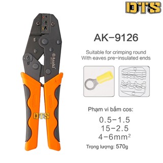 Kìm bấm cos chỉa bọc nhựa asaki ak-9126 0.5 ~ 6mm2 - kềm bấm cốt chỉa bọc nhựa