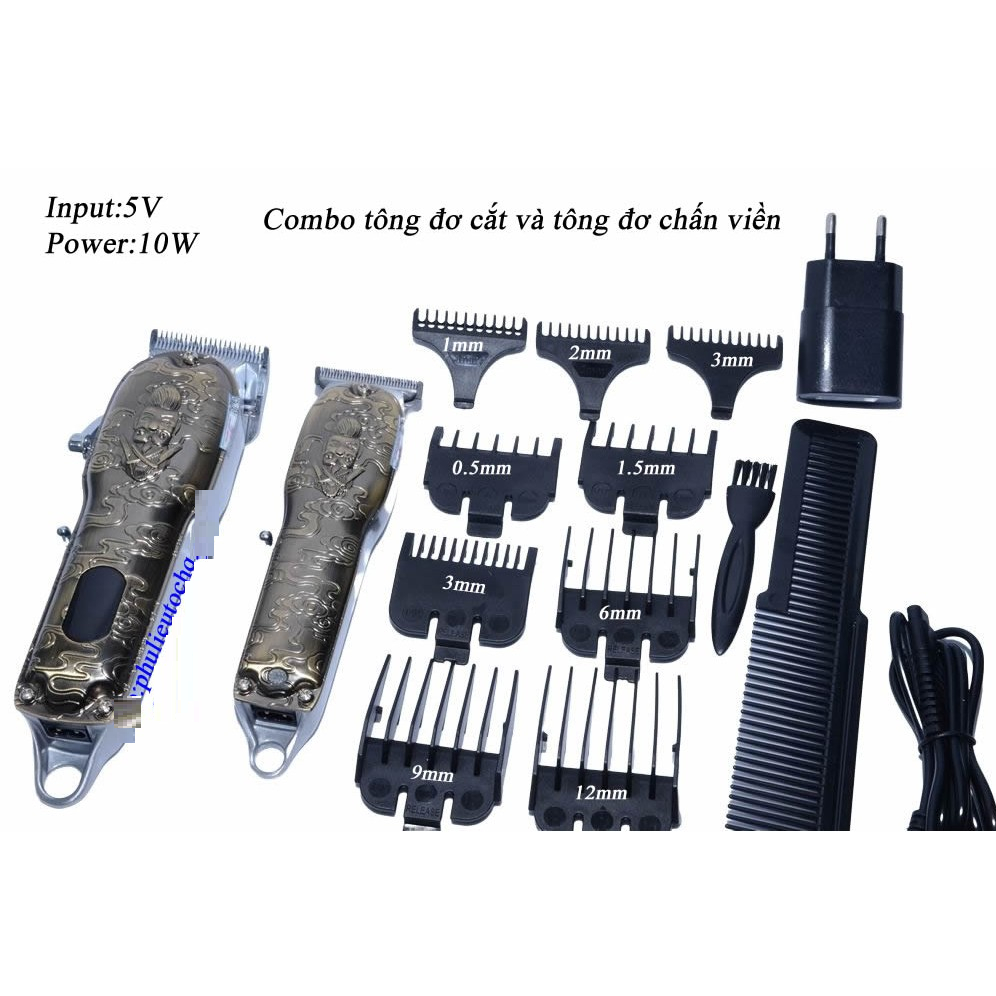 Combo tông đơ cắt và tông đơ chấn viền Resuxi JM 2021