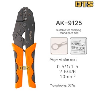 Kìm bấm cos nối cáp đồng trục asaki ak-9125 0.5 ~ 10mm2 - kềm bấm lục giác