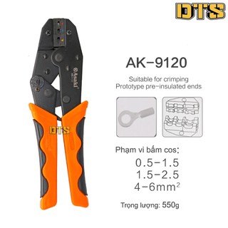 Kìm bấm cos tròn bọc nhựa asaki ak-9120 0.5 ~ 6.0mm2 - kềm bấm cốt tròn bọc nhựa