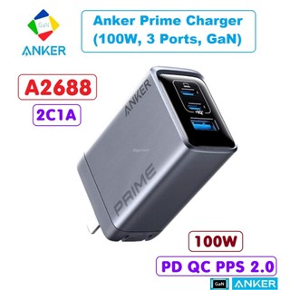 Củ Sạc Anker Prime Charger 100W A2688 3 Cổng 2C1A GaN5 | PD QC IQ 3.0 PPS 2.0