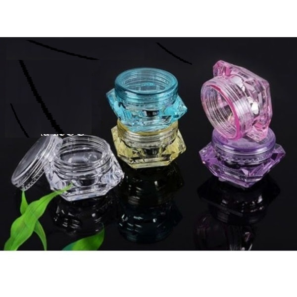 Combo 10 Hũ nhựa kim cương 3g / 5g đủ màu (CÓ LÓT)- Hủ đựng kem 3gr / 5gr độn đáy, lọ chiết mỹ phẩm, Hũ nhỏ, dụng cụ spa