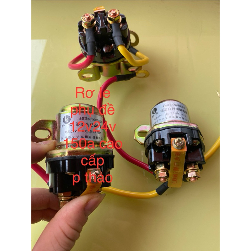 Rơ le phụ đề xe, may bảo  vệ đề 12v, 24v 150a vỏ vàng hàng cao cấp