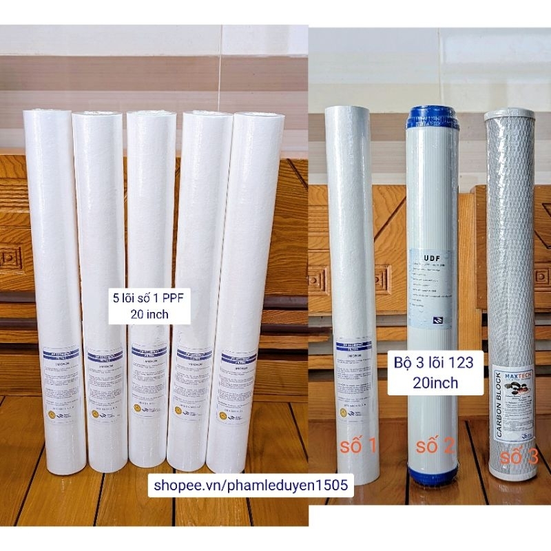 Bộ 8 lõi lọc nước ( lõi lọc thô) số 123 20 inch chuẩn dùng cho các loại máy lọc nước