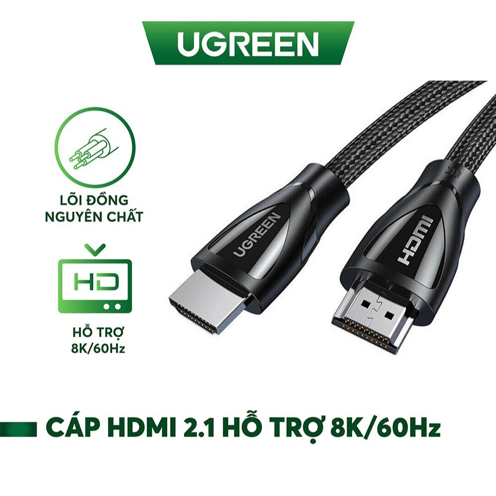Cáp HDMI 2.1 Ugreen Cao Cấp Chính Hãng (4K@120Hz x 8K@60Hz- ARC) Dài 1m-5m  80401 80402 80403 80404 