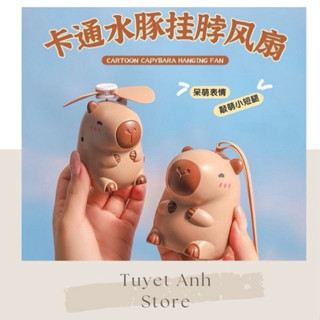 [ GIÁ TỐT NHẤT SỈ SLL GIÁ 24] QUẠT MINI CẦM TAY SẠC ĐIỆN CÓ KÈM DÂY ĐEO HÌNH CAPYBARA NHỎ GỌN M005