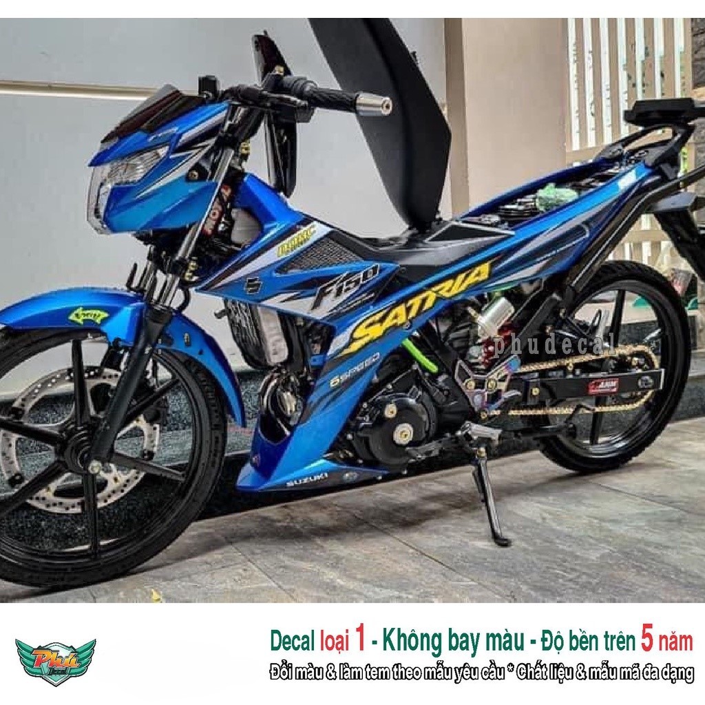 Tem rời xe Satria xanh đen Mới (A)