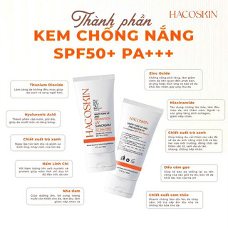 Kem Chống Nắng HaCoSkin, Kem Chống Nắng Phổ Rộng Chống Nước, Trắng Sáng Da