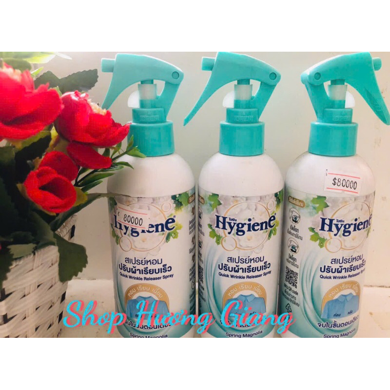 Xịt thơm làm phẳng quần áo Hygiene Rose Water Thái Lan 220ml - Khử mùi hôi giúp quần áo mềm mại, thơm mát