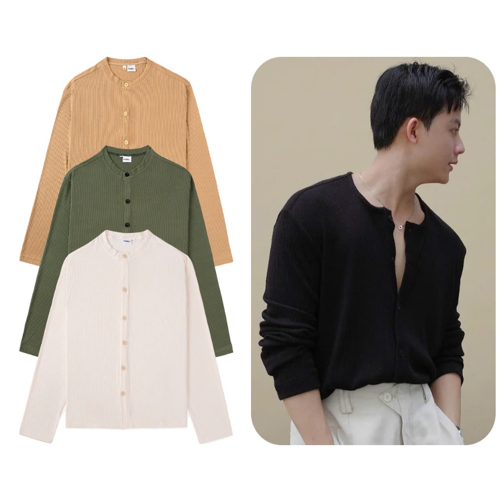 Áo Thun Nam Cardigan Dài Tay Chất Liệu Thun Tăm Cao Cấp Phong Cách Hàn Quốc Halley G30