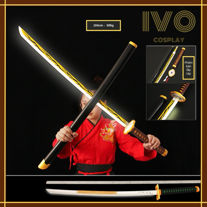 (ảnh thật) Demon Slayer THanh Gỗ cosplay mô hình gỗ katana zenitsu kimetsu no yaiba, zoro shusui Hal