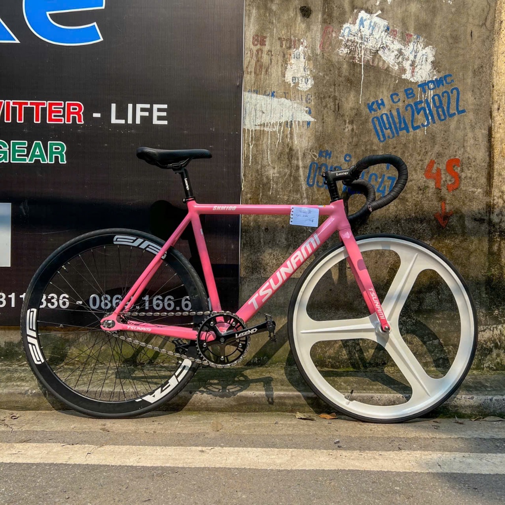 Xe đạp fixed Gear chính hãng giá rẻ Tsunami snm100 vành 4cm/ Tùy chỉnh 3 đao.