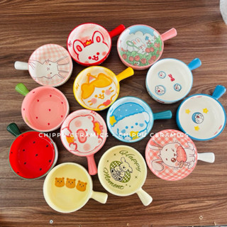 Bát đĩa gốm sứ Decor, Bát ăn cơm, Bát ăn mì, Chén dĩa dễ thương, Chảo béo tròn có quai cầm hoạ tiết nghĩnh siêu xinh
