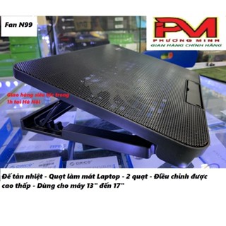 Đế tản nhiệt Laptop N99 - Quạt làm mát Laptop chỉnh cao thấp 45 độ - 2 quạt siêu mát