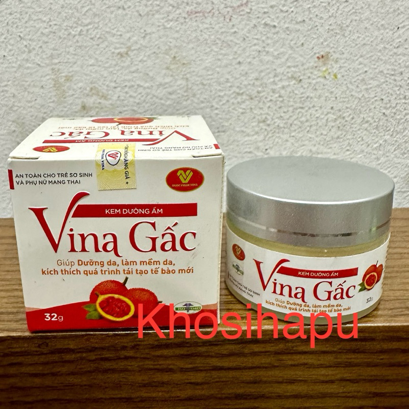 Kem dưỡng ẩm Vina Gấc giúp dưỡng da, làm mềm da, mềm nứt gót chân, hàng chất lượng cao chính hãng 32g
