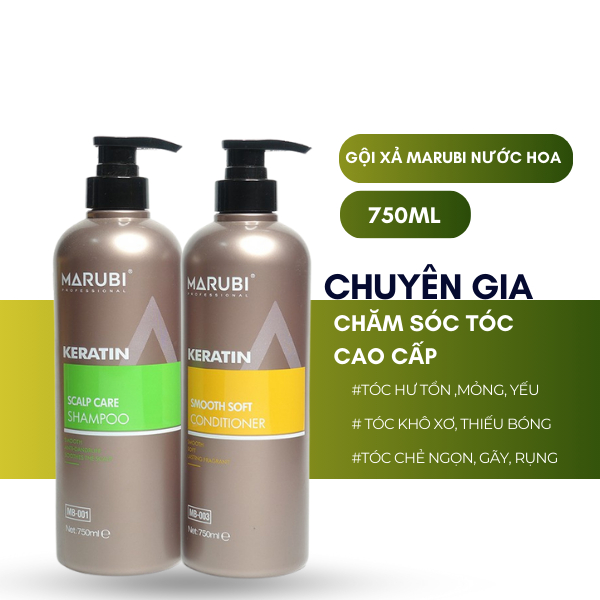 CẶP DẦU gội marubi keratin 750ML/ CHAI phục hồi hư tổn cho da đầu dầu bết, ngăn gàu, ngăn rụng tóc m