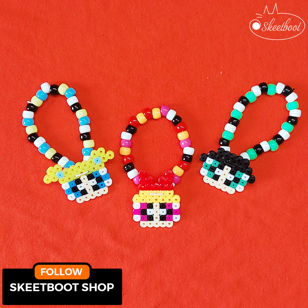 Vòng kandi Powerpuff Girls - vòng tay Bubbles, Blossom, Buttercup - phụ kiện rave edm festival raver