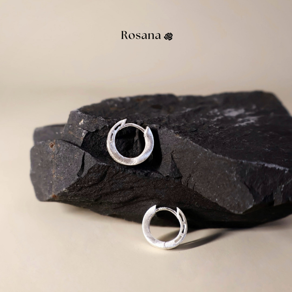 Khuyên tai nữ tròn trơn ROSANA - chuôi bạc 925 "Jena round hoop earings"