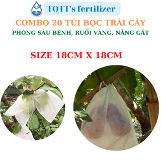   COMBO 50 TÚI Túi Bọc Trái Cây 18x18cm bọc Ổi Bơ Xoài Na.Sung Mỹ.Cam  Lê .Có Dây Rút bao trái cây TOTT's fertilizer 