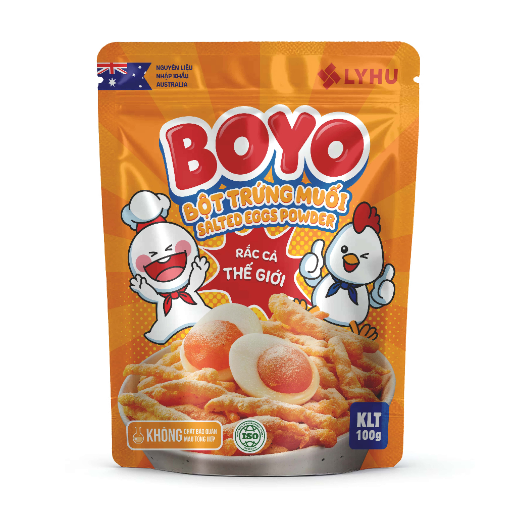 ( Tặng 100g Bánh phồng tôm ) Combo 3 loại bột siêu ngon BOYO ( Bột phô mai 125g, Bột trứng muối 100g, Bột xí muội 100g )