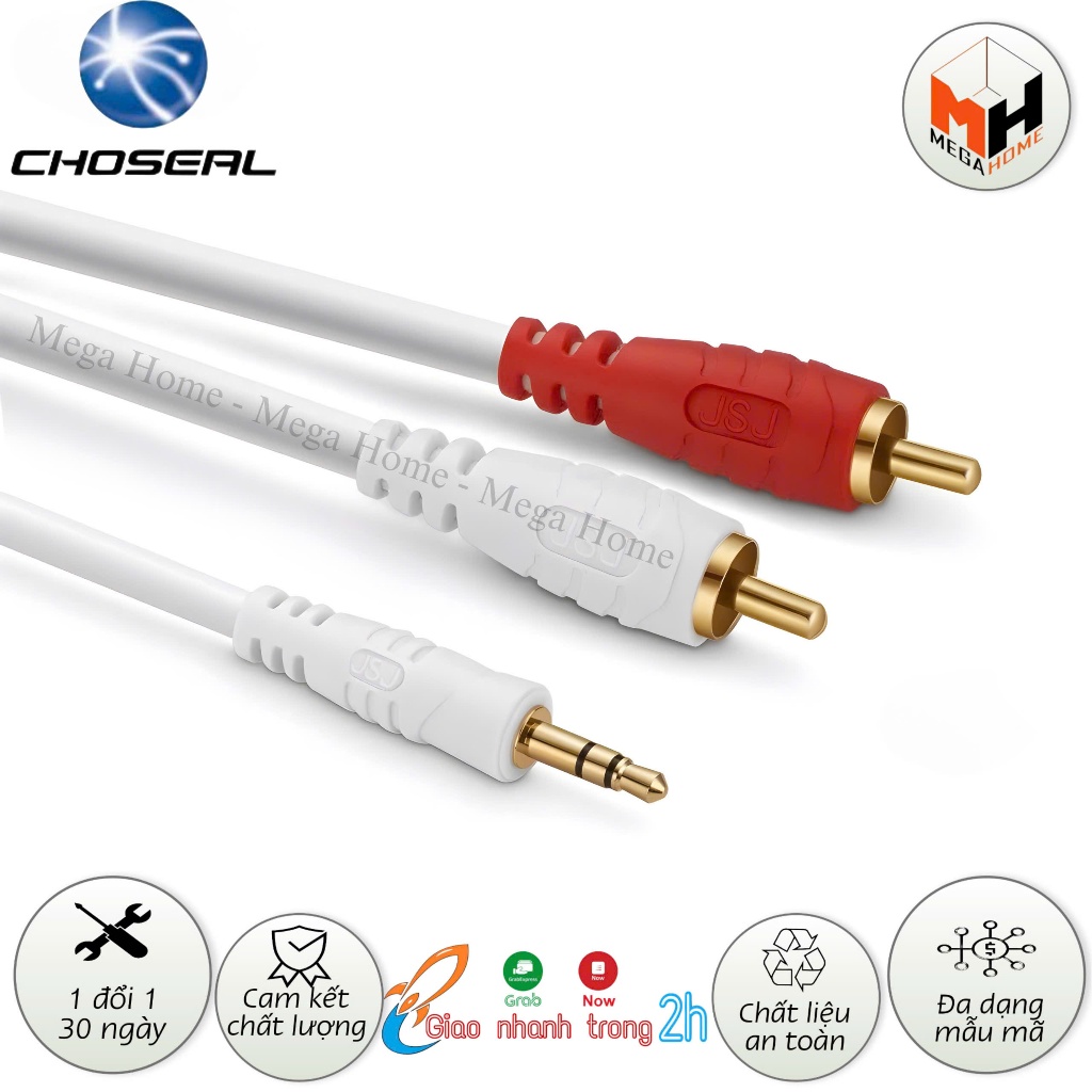 Dây cáp tín hiệu audio 3.5 ra AV (1,8 m), jack 3.5 ra bông sen