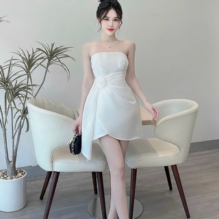 Váy 2 dây tapta phối tơ nhún eo ren
