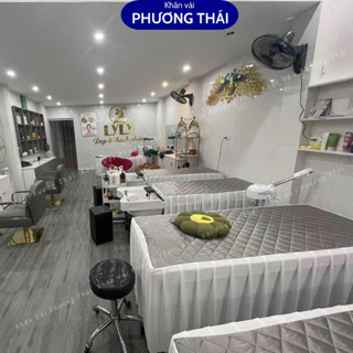 Ga/drap giường spa mặt phi lụa trần bông cao cấp, phần phủ vải thun lạnh