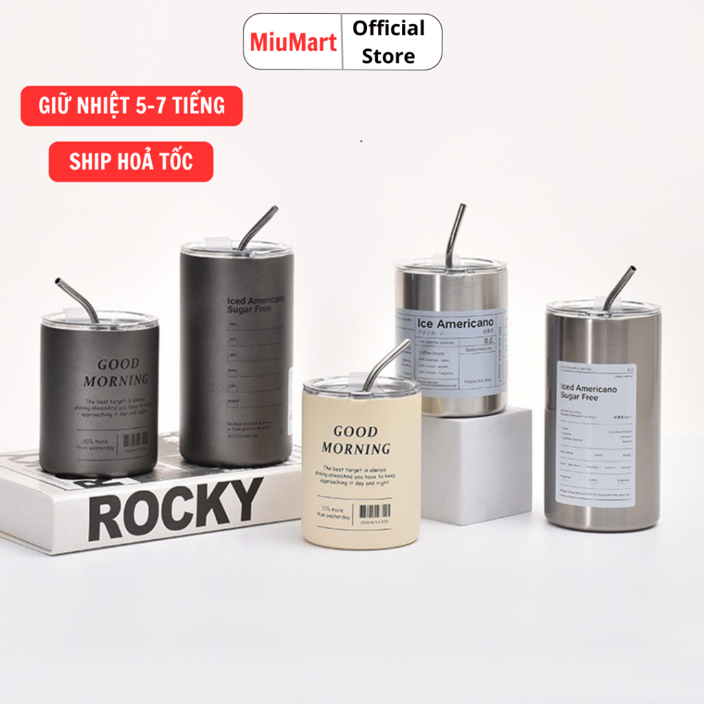 Ly Giữ Nhiệt Iced Americano Cao Cấp - Ly Cốc Bình Giữ Chịu Nhiệt Cao Bằng Inox Đựng Chứa Uống Nước Đ