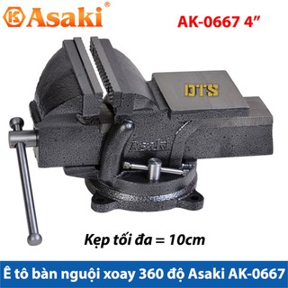 Ê tô bàn nguội xoay 360° asaki ak-0667 4'' - khả năng kẹp 10cm ak-667