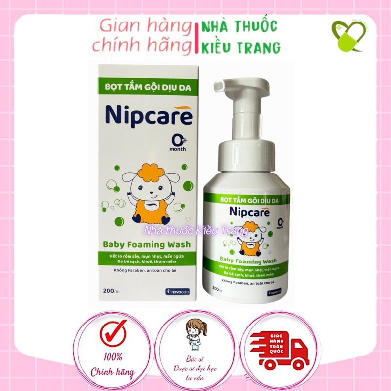 Bọt tắm gội dịu da Nipcare - Làm sạch thơm dịu nhẹ, ngừa rôm sảy, mụn nhọt